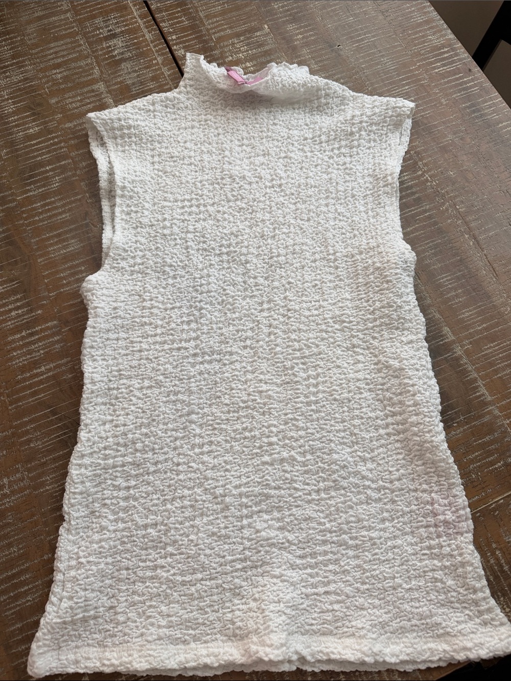 Muse Cream Textured Mockneck Sleeveless Tank